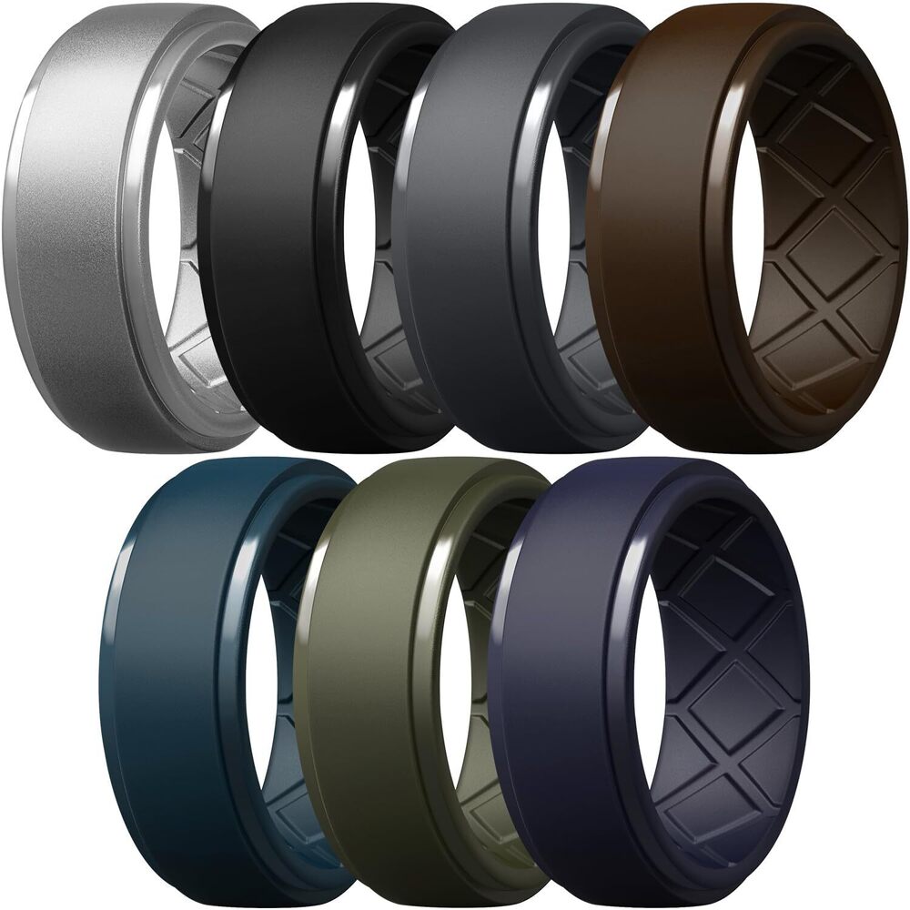 Men's Silicone Rings 10mm Wide 2.5mm Thick Rubber Wedding Bands